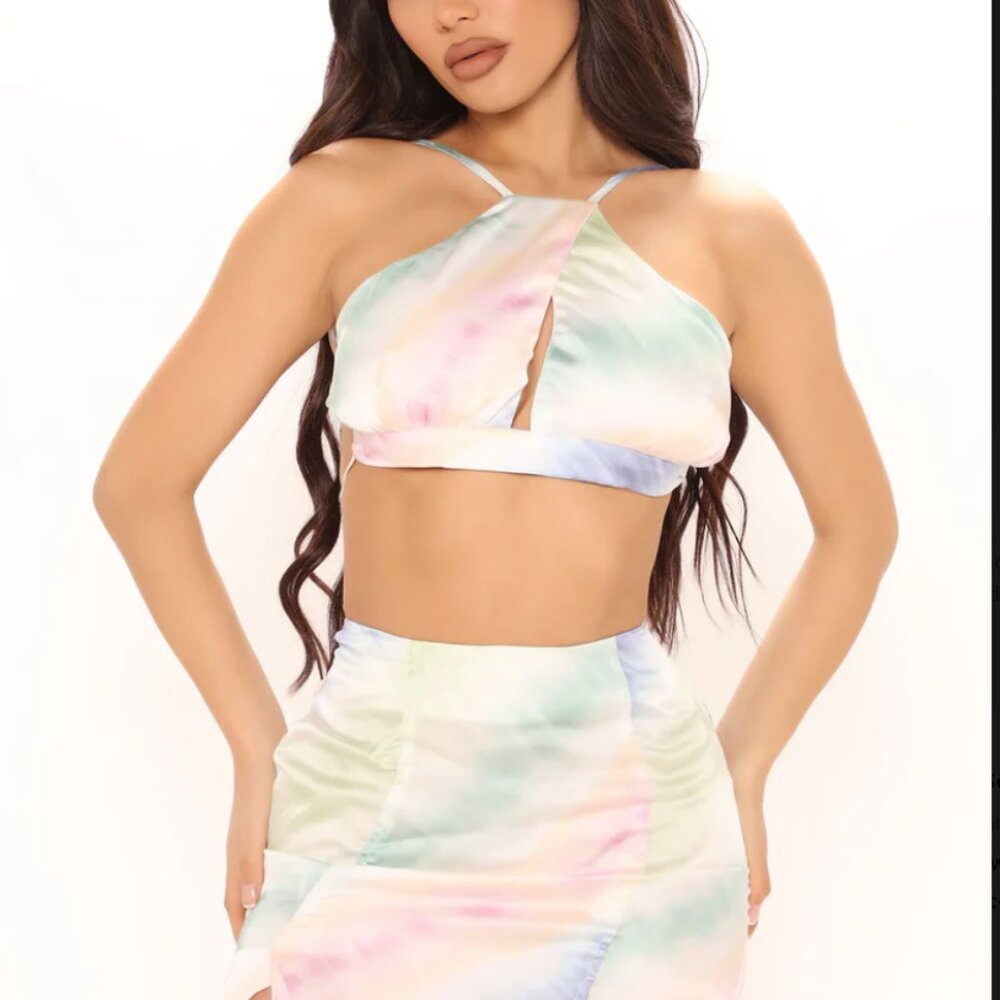 Sloane Satin Maxi Skirt Set - Mint-XS - Picture 4 of 5